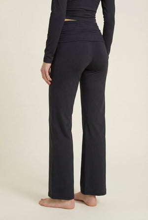 Foldover Flare Pants – Black