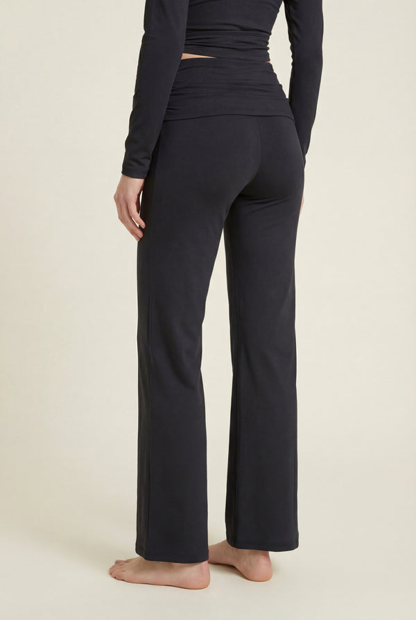 Foldover Flare Pants – Black