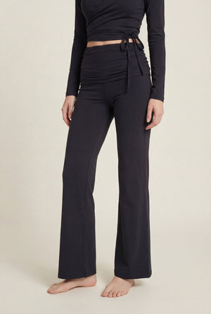 Foldover Flare Pants – Black