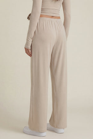 Wide-Leg Drawstring Pants – Beige