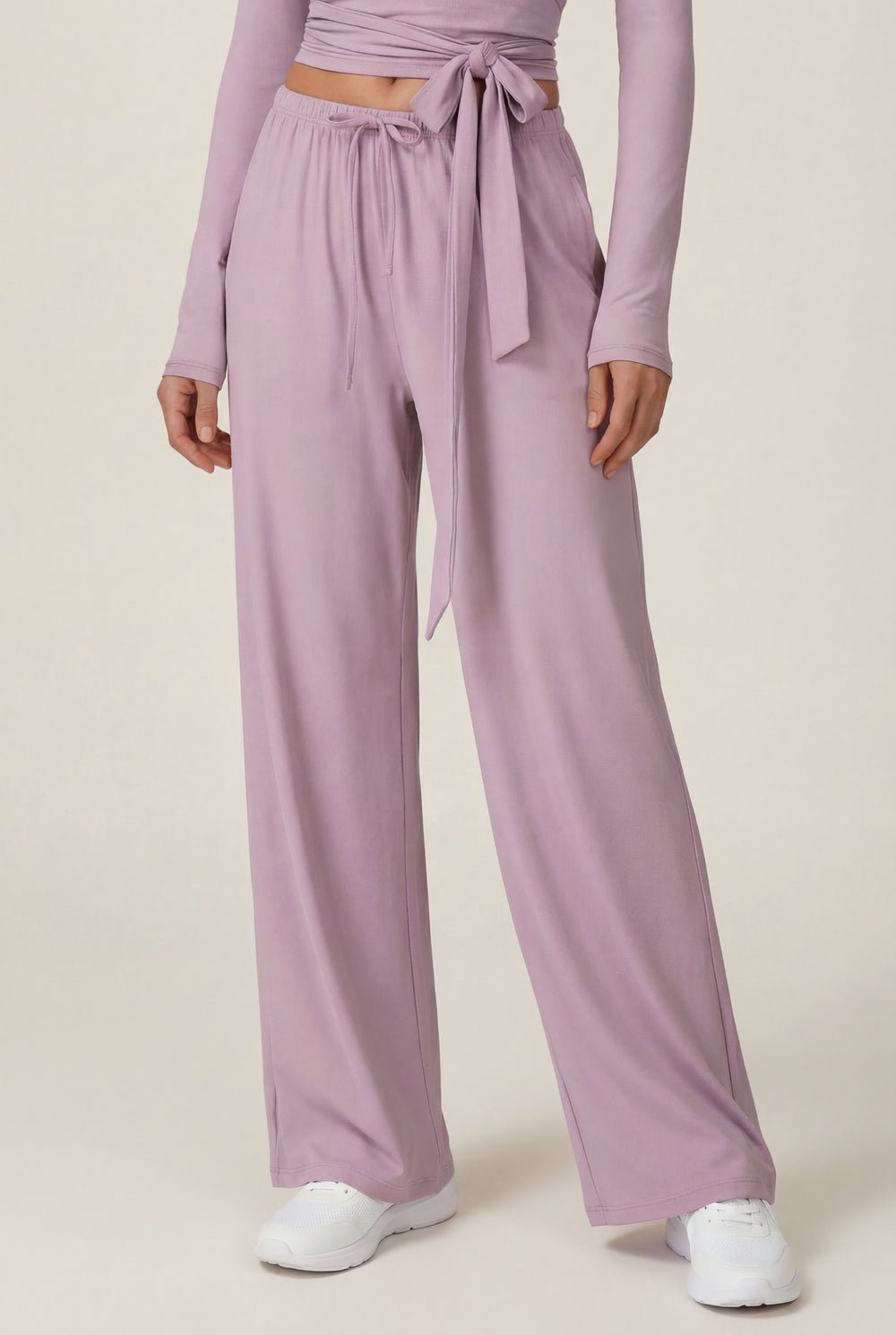 Wide-Leg Drawstring Pants – Lilac