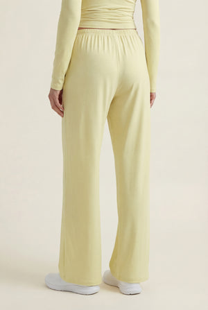 Wide-Leg Drawstring Pants – Soft Yellow
