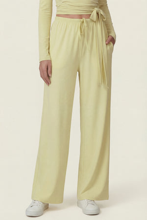 Wide-Leg Drawstring Pants – Soft Yellow