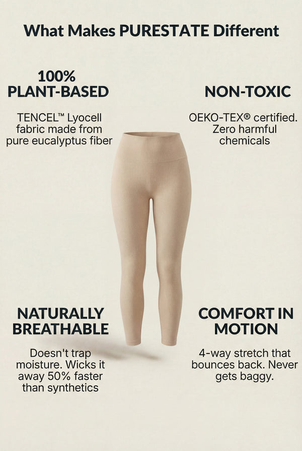 High-Waisted Ribbed Leggings – Beige