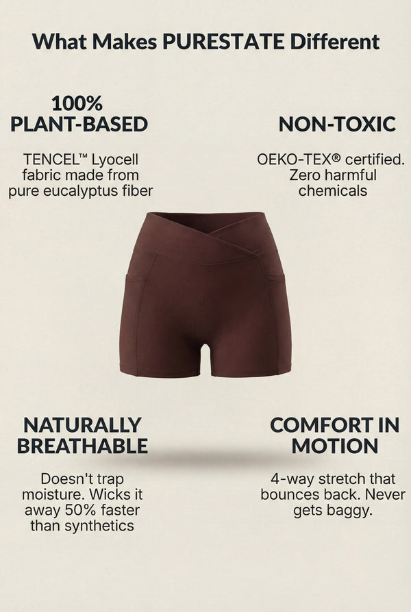 Crossover-Waist Pocket Shorts – Brown