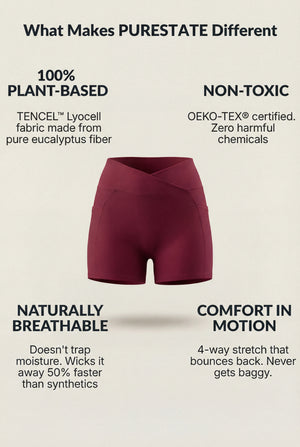 Crossover-Waist Pocket Shorts – Burgundy