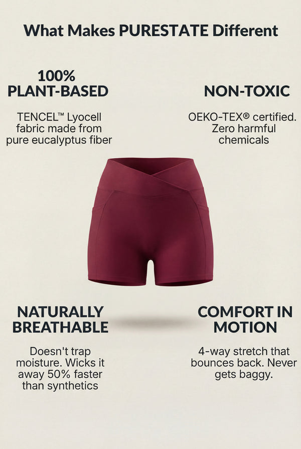 Crossover-Waist Pocket Shorts – Burgundy