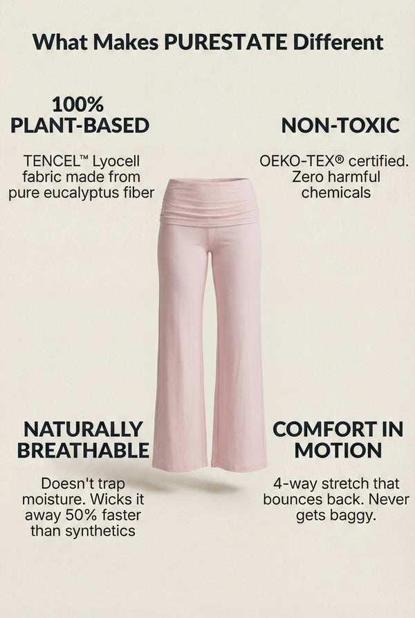 Foldover Flare Pants – Pink
