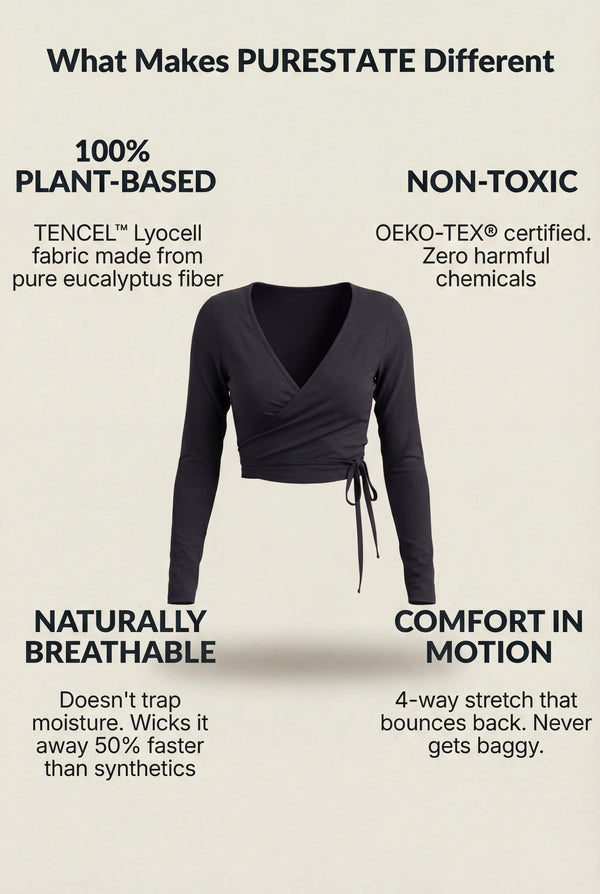 Long Sleeve Wrap Top – Black