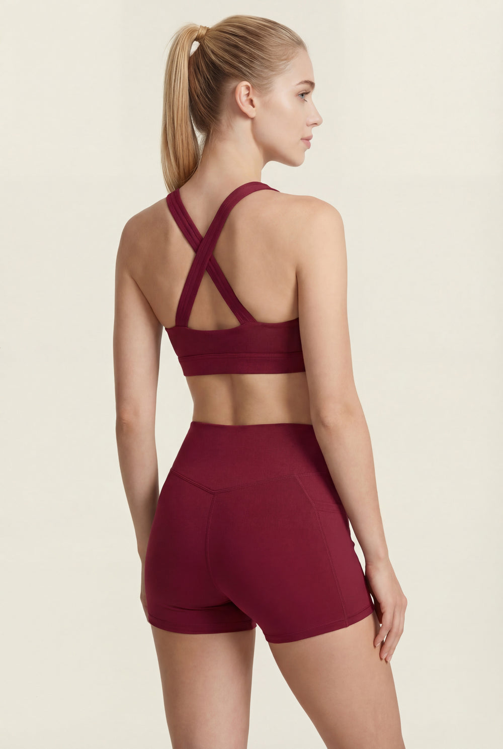 V-Neck Sports Bra – Burgundy
