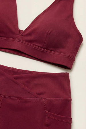 Crossover-Waist Pocket Shorts – Burgundy