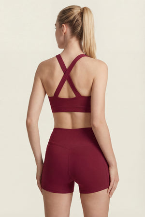 V-Neck Sports Bra – Burgundy