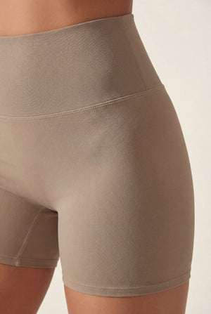 High-Waisted Biker Shorts – Beige