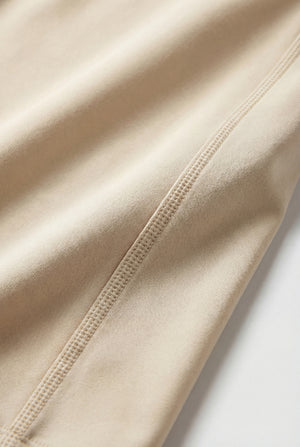High-Waisted Ribbed Leggings – Beige