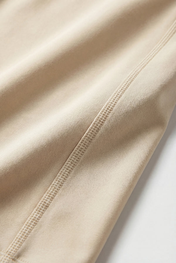 High-Waisted Ribbed Leggings – Beige