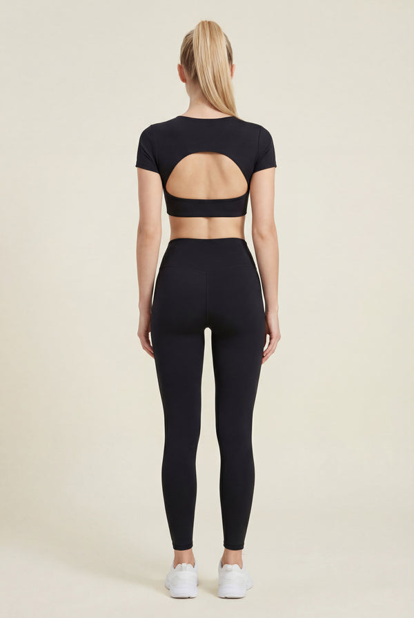 Twist Back Crop Top – Black