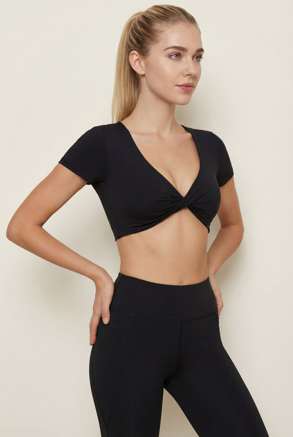 Twist Back Crop Top – Black
