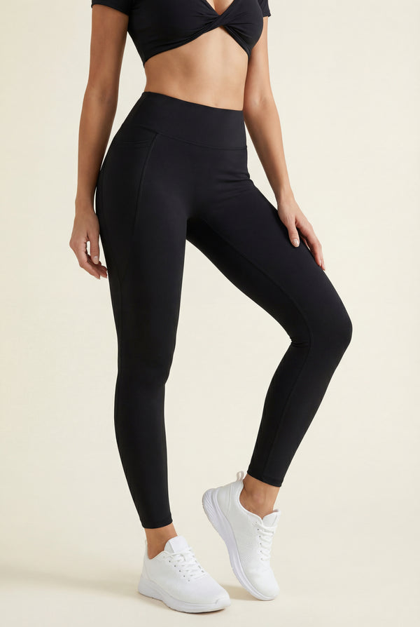 High-Waisted Pocket Leggings – Black