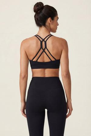 Strappy Back Sports Bra – Black