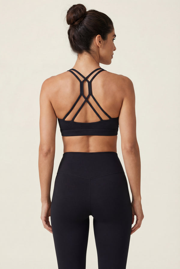 Strappy Back Sports Bra – Black