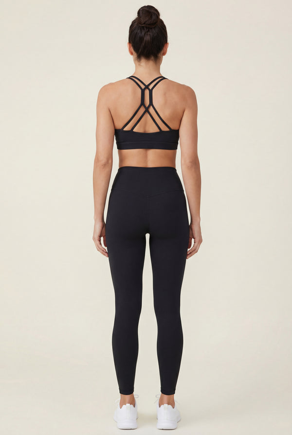 Strappy Back Sports Bra – Black