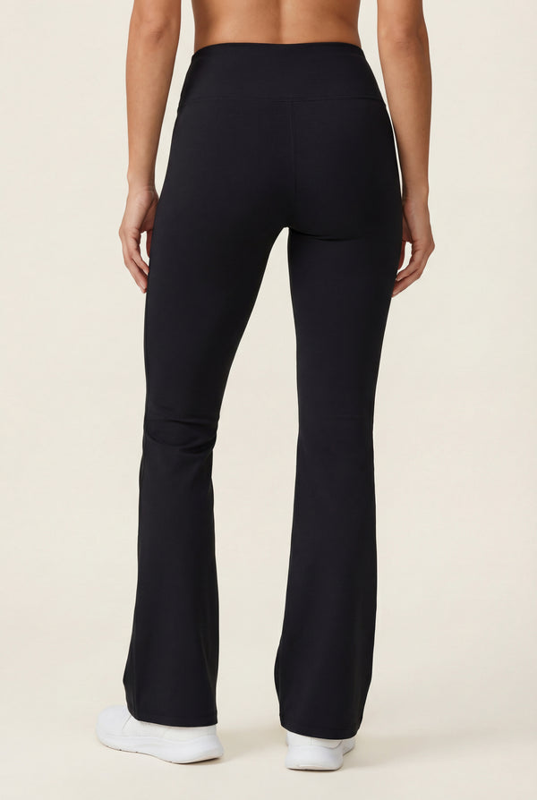 Crossover Waist Flared Leggings – Black
