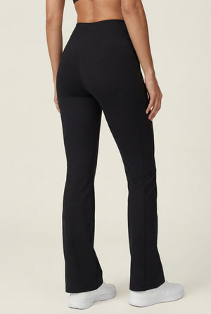 Crossover Waist Flared Leggings – Black