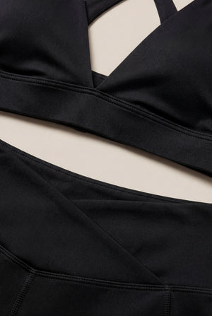 Crossover Waist Flared Leggings – Black