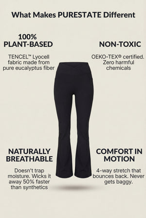 Crossover Waist Flared Leggings – Black