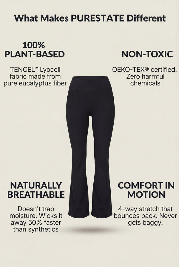 Crossover Waist Flared Leggings – Black