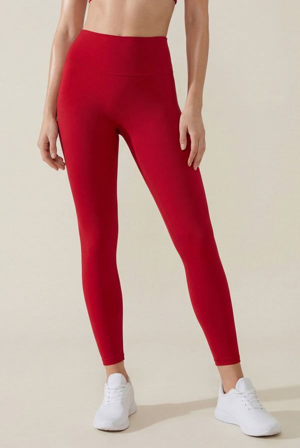 High-Waisted Performance Leggings – Deep Red
