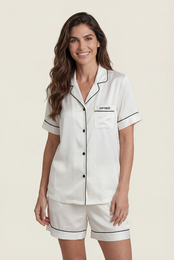 Short-Sleeve Pajama Set in White