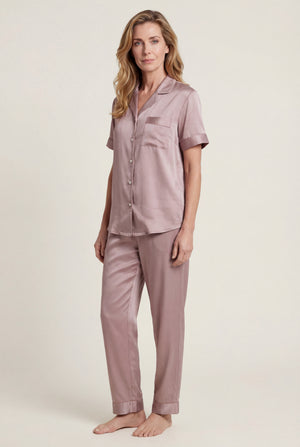 Short-Sleeve Pajama Set in Dusty Rose
