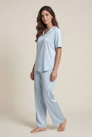 V-Neck PJ Set in Ice Blue