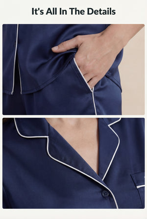 Contrast-Piped Sleep Set in Navy