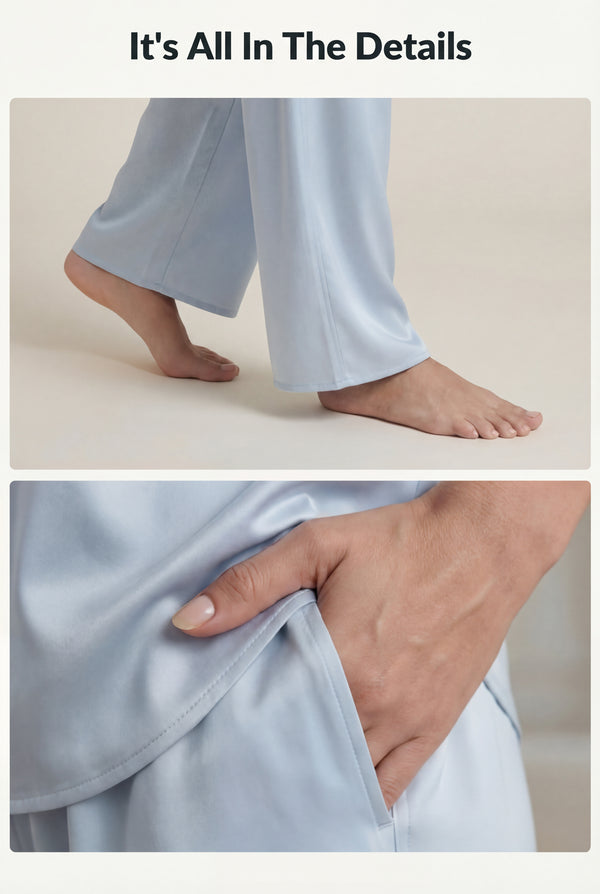 V-Neck PJ Set in Ice Blue