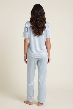 V-Neck PJ Set in Ice Blue