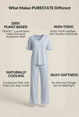 V-Neck PJ Set in Ice Blue