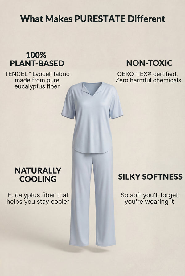 V-Neck PJ Set in Ice Blue