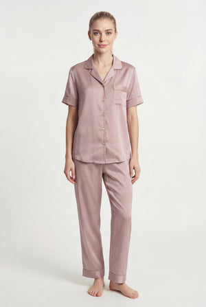 Short-Sleeve Pajama Set in Dusty Rose
