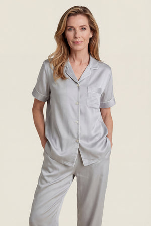 Short-Sleeve Sleep Set in Silver Grey