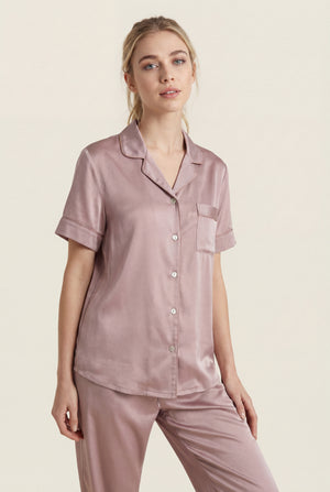 Short-Sleeve Pajama Set in Dusty Rose