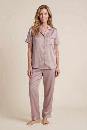 Short-Sleeve Pajama Set in Dusty Rose