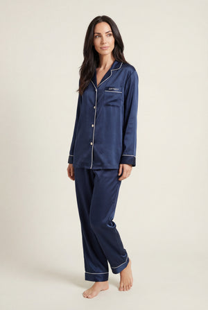 Contrast-Piped Sleep Set in Navy