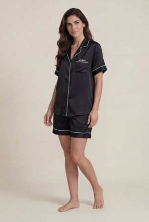 Short-Sleeve Sleep Set in Black
