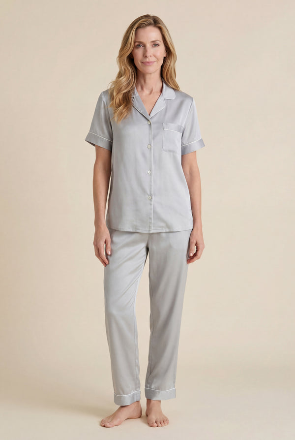 Short-Sleeve Sleep Set in Silver Grey